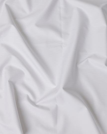 White Herringbone Twill Premium 100% Italian Cotton Shirting Fabric, Fine Herringbone Weave Design, 150 cms Width, 2.0 Mtrs Cut, Origin Italy-D26620