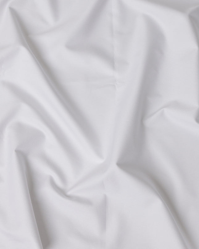 White Herringbone Twill Premium 100% Italian Cotton Shirting Fabric, Fine Herringbone Weave Design, 150 cms Width, 2.0 Mtrs Cut, Origin Italy-D26620