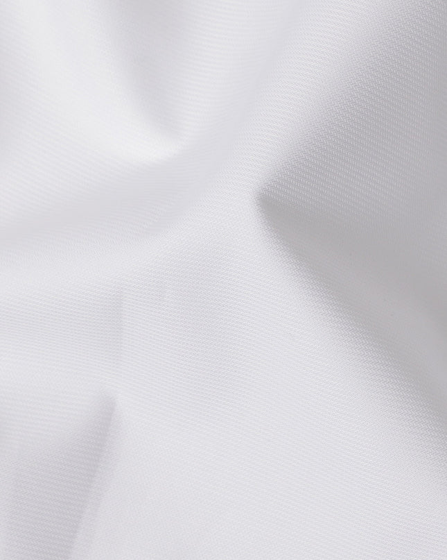White Herringbone Twill Premium 100% Italian Cotton Shirting Fabric, Fine Herringbone Weave Design, 150 cms Width, 2.0 Mtrs Cut, Origin Italy-D26620