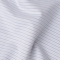 White & Light Blue Fine Striped Premium 100% Italian Cotton Shirting Fabric, Subtle Horizontal Mini Stripe Design, 150 cms Width, 2.0 Mtrs Cut, Origin Italy-D26612