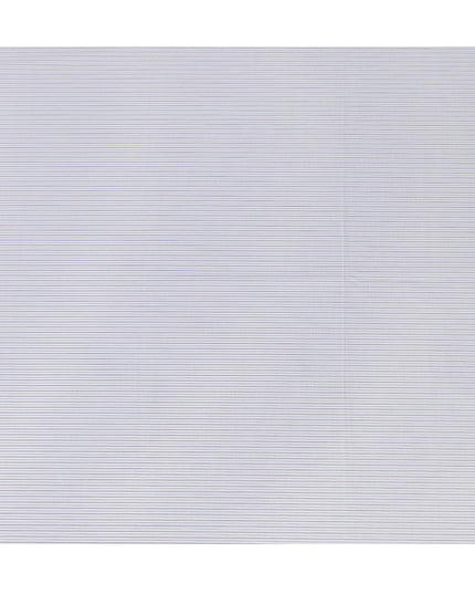 White & Light Blue Fine Striped Premium 100% Italian Cotton Shirting Fabric, Subtle Horizontal Mini Stripe Design, 150 cms Width, 2.0 Mtrs Cut, Origin Italy-D26612