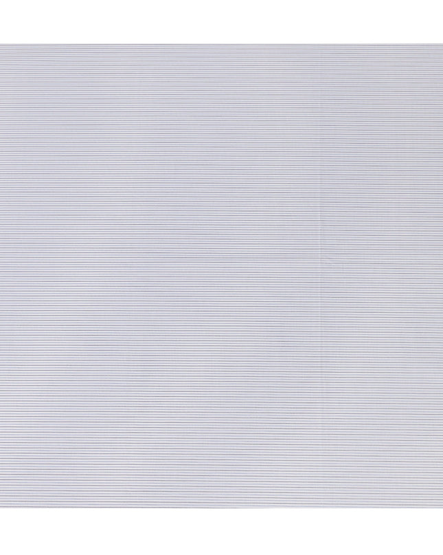 White & Light Blue Fine Striped Premium 100% Italian Cotton Shirting Fabric, Subtle Horizontal Mini Stripe Design, 150 cms Width, 2.0 Mtrs Cut, Origin Italy-D26612
