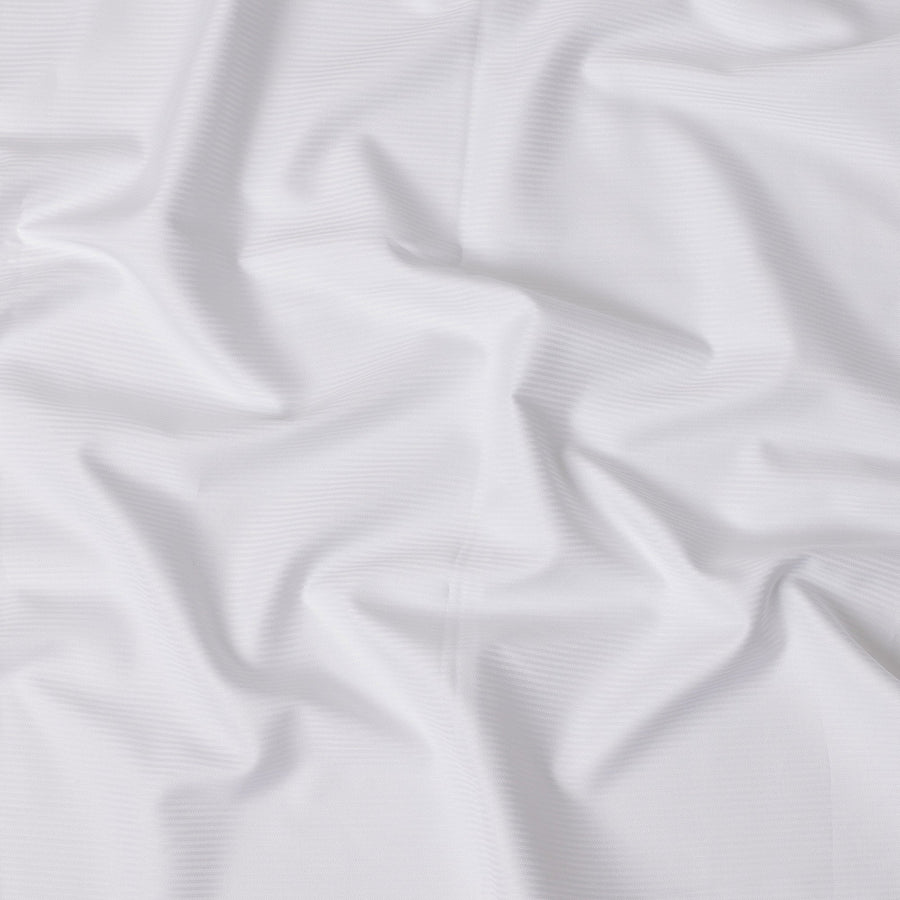 White Herringbone Textured Premium 100% Italian Cotton Shirting Fabric, Fine Woven Herringbone Design, 150 cms Width, 2.0 Mtrs Cut, Origin Italy-D26613