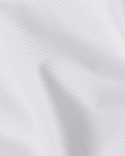 White Herringbone Textured Premium 100% Italian Cotton Shirting Fabric, Fine Woven Herringbone Design, 150 cms Width, 2.0 Mtrs Cut, Origin Italy-D26613