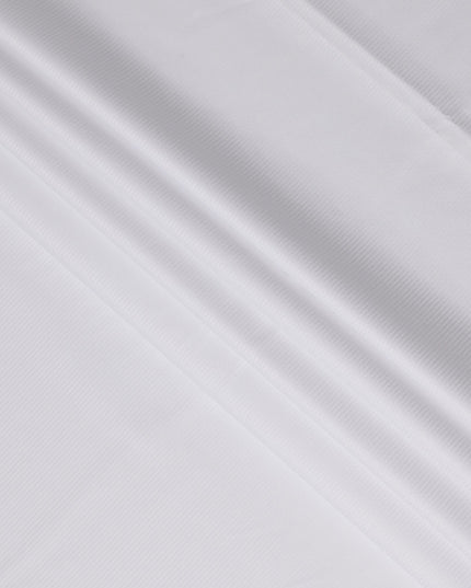 White Herringbone Textured Premium 100% Italian Cotton Shirting Fabric, Fine Woven Herringbone Design, 150 cms Width, 2.0 Mtrs Cut, Origin Italy-D26613
