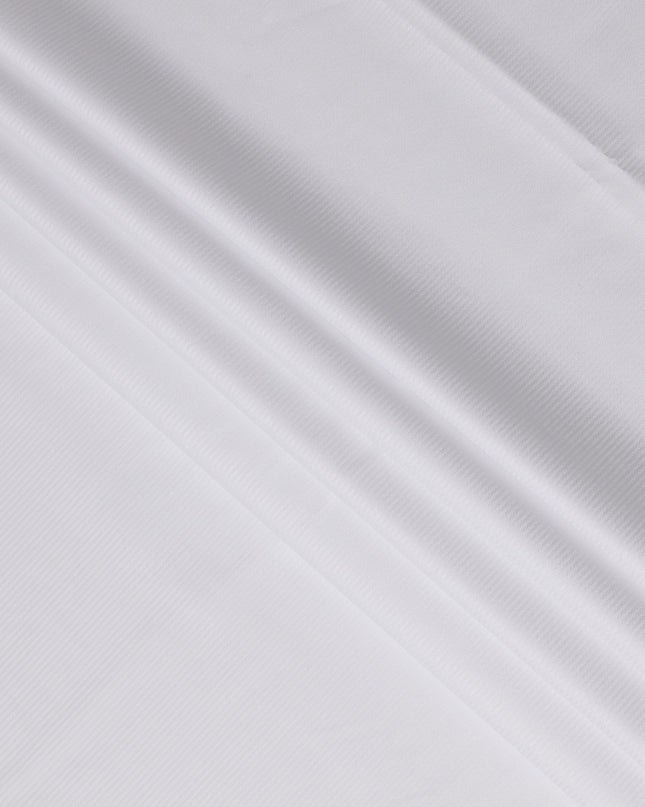 White Herringbone Textured Premium 100% Italian Cotton Shirting Fabric, Fine Woven Herringbone Design, 150 cms Width, 2.0 Mtrs Cut, Origin Italy-D26613