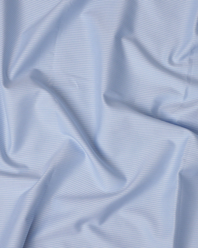 Light Blue Herringbone Textured Premium 100% Italian Cotton Shirting Fabric, Fine Woven Herringbone Design, 150 cms Width, 2.0 Mtrs Cut, Origin Italy-D26614