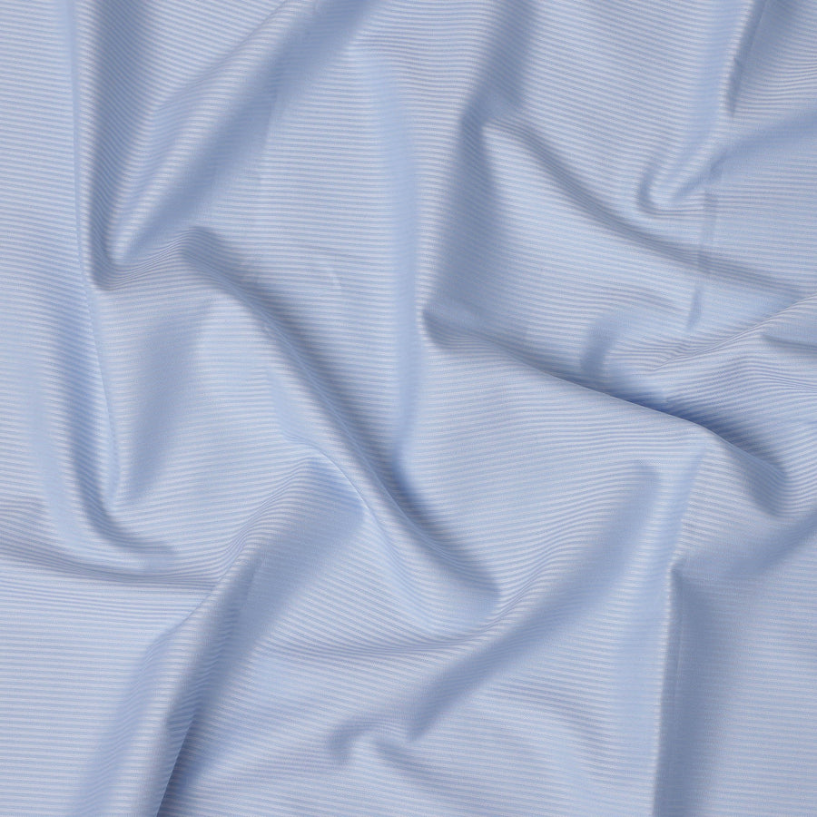 Light Blue Herringbone Textured Premium 100% Italian Cotton Shirting Fabric, Fine Woven Herringbone Design, 150 cms Width, 2.0 Mtrs Cut, Origin Italy-D26614