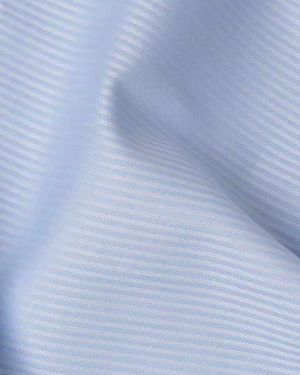 Light Blue Herringbone Textured Premium 100% Italian Cotton Shirting Fabric, Fine Woven Herringbone Design, 150 cms Width, 2.0 Mtrs Cut, Origin Italy-D26614