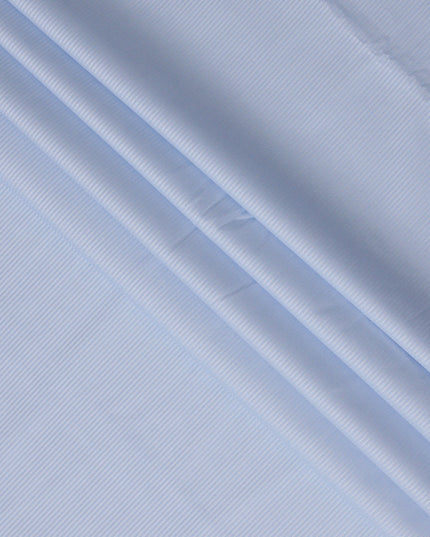Light Blue Herringbone Textured Premium 100% Italian Cotton Shirting Fabric, Fine Woven Herringbone Design, 150 cms Width, 2.0 Mtrs Cut, Origin Italy-D26614
