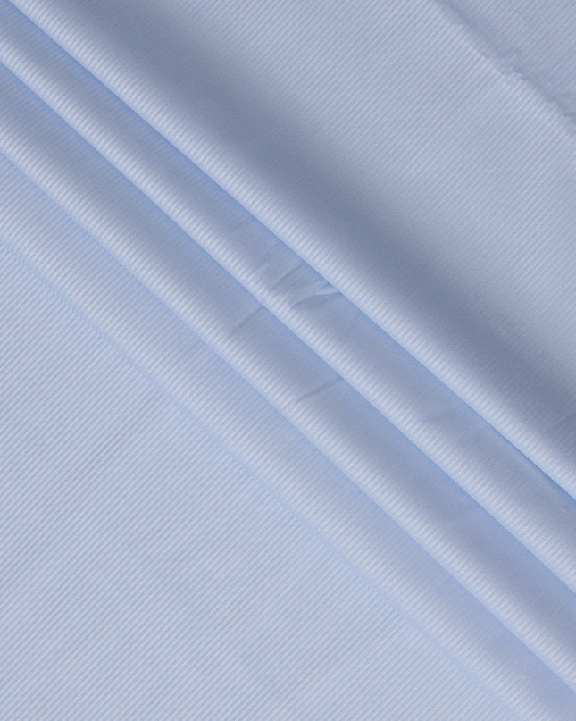 Light Blue Herringbone Textured Premium 100% Italian Cotton Shirting Fabric, Fine Woven Herringbone Design, 150 cms Width, 2.0 Mtrs Cut, Origin Italy-D26614