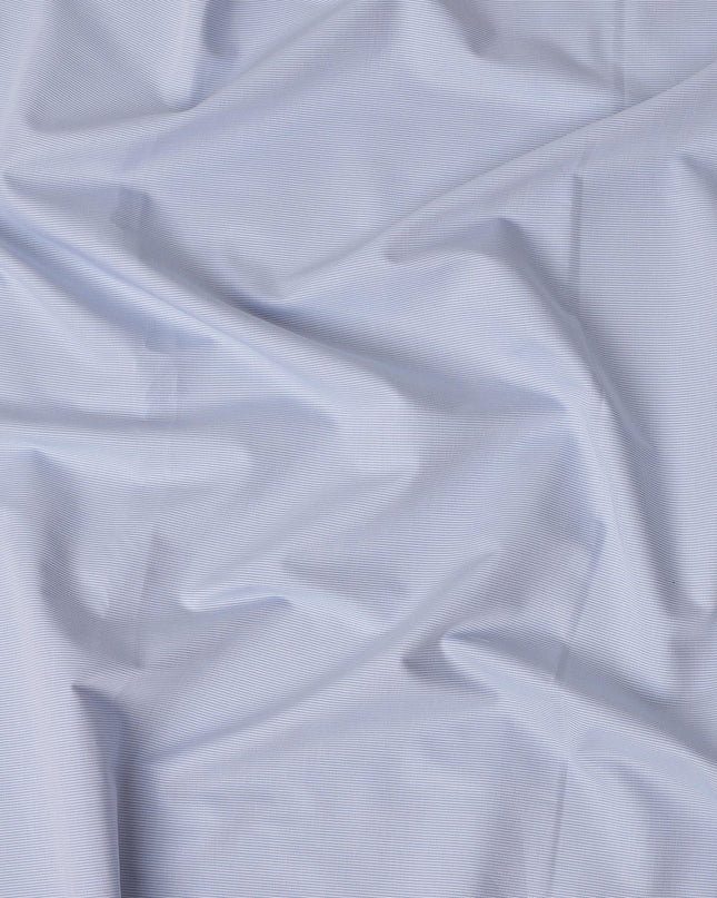 Light Blue Fine Twill Premium 100% Italian Cotton Shirting Fabric, Subtle Twill Weave Design, 150 cms Width, 2.0 Mtrs Cut, Origin Italy-D26616
