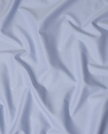 Light Blue Grey Fine Striped Weave Premium Italian 100% Cotton Shirting Fabric 2.0 Mtrs 150 Cms Width Italy-D27844