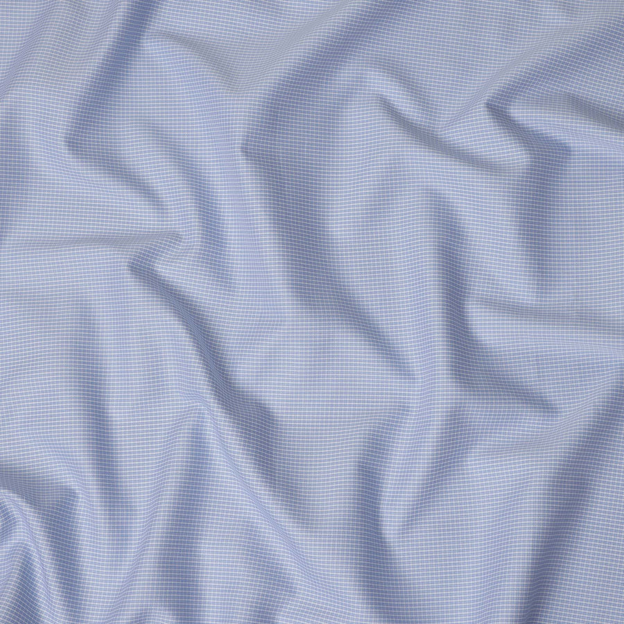 Light Blue Grey Fine Striped Weave Premium Italian 100% Cotton Shirting Fabric 2.0 Mtrs 150 Cms Width Italy-D27844