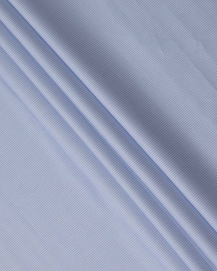 Light Blue Grey Fine Striped Weave Premium Italian 100% Cotton Shirting Fabric 2.0 Mtrs 150 Cms Width Italy-D27844