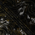 Black and Gold Metallic Abstract Printed Synthetic Burnout Chiffon Velvet Fabric 140 Cms Width China-D28183