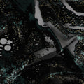 Black and Teal Metallic Abstract Printed Synthetic Burnout Chiffon Velvet Fabric 140 Cms Width China-D28182