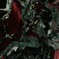 Black and Deep Red Metallic Abstract Printed Synthetic Burnout Chiffon Velvet Fabric 140 Cms Width China-D28187