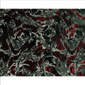 Maroon and Green Abstract Patterned Synthetic Blended Velvet Fabric, 140 Cms Width, Made in China-D26336