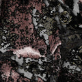 Black and Dusty Pink Metallic Abstract Printed Synthetic Burnout Chiffon Velvet Fabric 140 Cms Width China-D28186