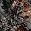 Grey and Copper Floral Embossed Synthetic Blended Velvet Fabric, 140 Cms Width, Made in China-D26339