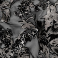 Grey and Black Floral Embossed Synthetic Blended Velvet Fabric, 140 Cms Width, Made in China-D26340
