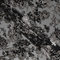 Grey and Black Floral Embossed Synthetic Blended Velvet Fabric, 140 Cms Width, Made in China-D26340
