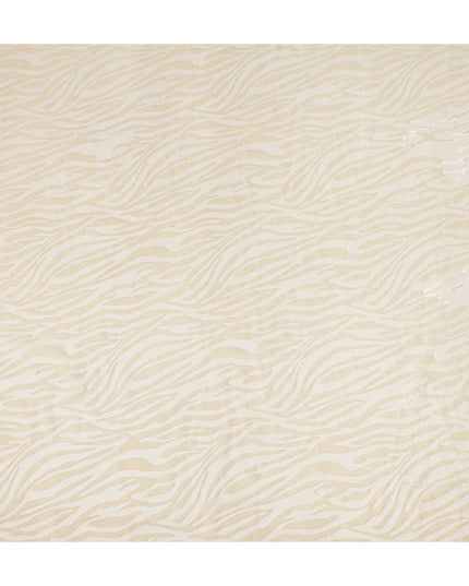 Ivory Cream Abstract Wave Printed Synthetic Burnout Chiffon Velvet Fabric 140 Cms Width China-D28200