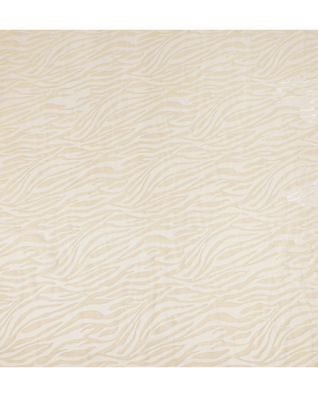 Ivory Cream Abstract Wave Printed Synthetic Burnout Chiffon Velvet Fabric 140 Cms Width China-D28200