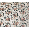 Cream Rose Floral Printed Silk Blended Velvet Fabric with Multi-Tone Detailing, 140 cm Width, Made in China-D26637