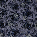 Navy Blue Rose Floral Printed Silk Blended Velvet Fabric with Multi-Tone Detailing, 140 cm Width, Made in China-D26639