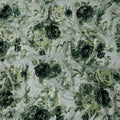 Green Rose Floral Printed Silk Blended Velvet Fabric with Multi-Tone Detailing, 140 cm Width, Made in China-D26638