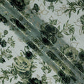 Green Rose Floral Printed Silk Blended Velvet Fabric with Multi-Tone Detailing, 140 cm Width, Made in China-D26638