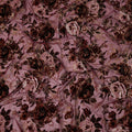 Mauve and Burgundy Rose Floral Burnout Design Silk Blended Velvet Chiffon Fabric, 140 cm Width, Made in China-D26642
