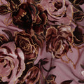 Mauve and Burgundy Rose Floral Burnout Design Silk Blended Velvet Chiffon Fabric, 140 cm Width, Made in China-D26642