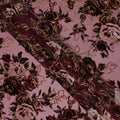 Mauve and Burgundy Rose Floral Burnout Design Silk Blended Velvet Chiffon Fabric, 140 cm Width, Made in China-D26642