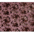 Mauve and Burgundy Rose Floral Burnout Design Silk Blended Velvet Chiffon Fabric, 140 cm Width, Made in China-D26642