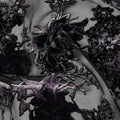 Purple and Black Floral Burnout Design Silk Blended Velvet Chiffon Fabric, 140 cm Width, Made in China-D26644