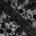 Black and Purple Floral Embossed Synthetic Blended Velvet Fabric, 140 Cms Width, Made in China-D26341