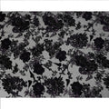 Black and Purple Floral Embossed Synthetic Blended Velvet Fabric, 140 Cms Width, Made in China-D26341
