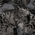 Black and Charcoal Floral Burnout Design Silk Blended Velvet Chiffon Fabric, 140 cm Width, Made in China-D26641
