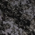 Black and Charcoal Floral Burnout Design Silk Blended Velvet Chiffon Fabric, 140 cm Width, Made in China-D26641