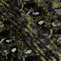 Olive Green and Black Floral Patterned Synthetic Blended Velvet Fabric, 140 Cms Width, Made in China-D26335