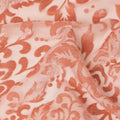 Peach Floral Printed Synthetic Burnout Chiffon Velvet Fabric 140 Cms Width China-D28197