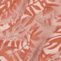Peach Leaf Printed Synthetic Burnout Chiffon Velvet Fabric 140 Cms Width China-D28199