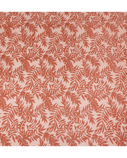 Peach Leaf Printed Synthetic Burnout Chiffon Velvet Fabric 140 Cms Width China-D28199