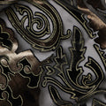 Black and Bronze Ornamental Paisley Printed Synthetic Burnout Chiffon Velvet Fabric 140 Cms Width China-D28188