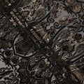 Black and Bronze Ornamental Paisley Printed Synthetic Burnout Chiffon Velvet Fabric 140 Cms Width China-D28188