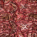 Coral Pink and Brown Ornamental Paisley Printed Synthetic Burnout Chiffon Velvet Fabric 140 Cms Width China-D28189