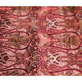 Coral Pink and Brown Ornamental Paisley Printed Synthetic Burnout Chiffon Velvet Fabric 140 Cms Width China-D28189